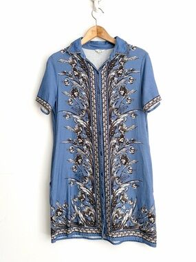 Max Studio - Toile Floral Print Linen Blend Shirt Dress - Size M